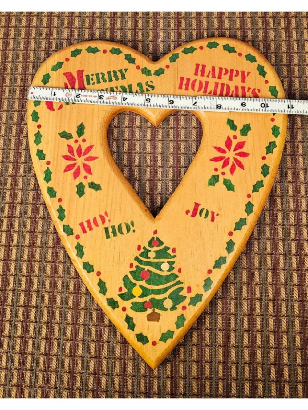 Vintage J.D.I. Handmade Wooden Heart Wall Hanging